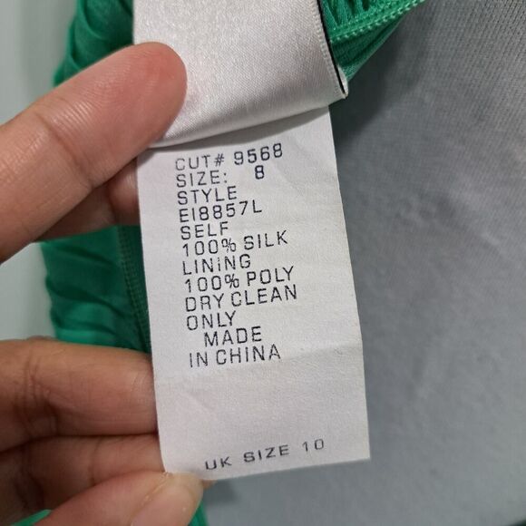 Vintage Tadashi Silk Embellished Sequins Y2k Glam Party Maxi Dress Sz 8 Green - Picture 6 of 13